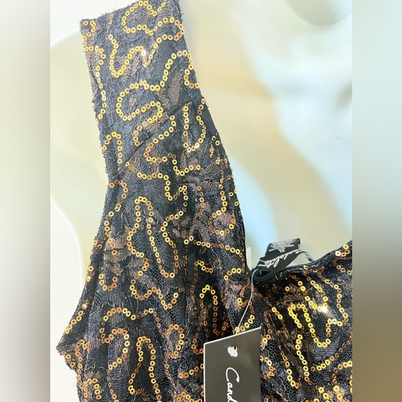 Candalite Black and Gold Sequin Fit and flare formal XL NEW Women's Dress - Picture 12 of 12